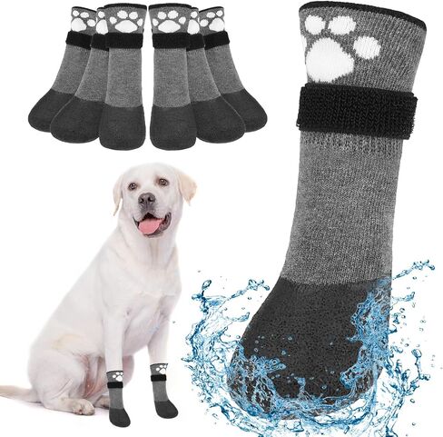 BEAUTYZOO Anti Slip Dog Boots & Paw Protectors for Hot Pavement to Prevent Licking,Waterproof Dog Shoes for Small Medium Large Senior Dogs,6 PCS Grip Socks Rain Booties for Dogs Paws Outdoor Walking in Saudi Arabia
