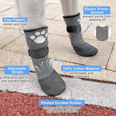 BEAUTYZOO Anti Slip Dog Boots & Paw Protectors for Hot Pavement to Prevent Licking,Waterproof Dog Shoes for Small Medium Large Senior Dogs,6 PCS Grip Socks Rain Booties for Dogs Paws Outdoor Walking in Saudi Arabia