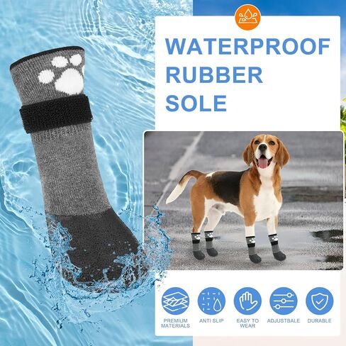 BEAUTYZOO Anti Slip Dog Boots & Paw Protectors for Hot Pavement to Prevent Licking,Waterproof Dog Shoes for Small Medium Large Senior Dogs,6 PCS Grip Socks Rain Booties for Dogs Paws Outdoor Walking in Saudi Arabia