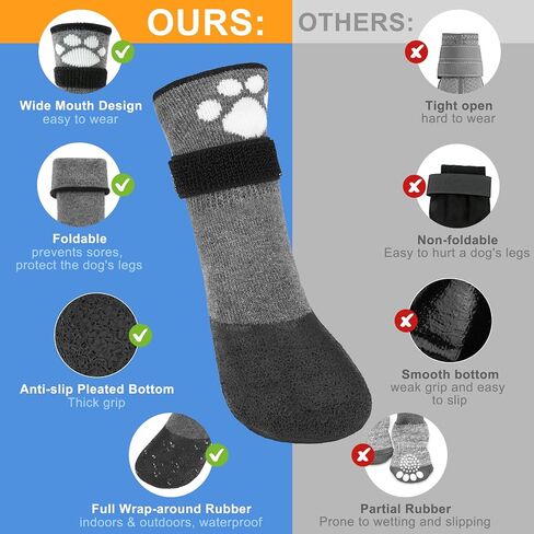 BEAUTYZOO Anti Slip Dog Boots & Paw Protectors for Hot Pavement to Prevent Licking,Waterproof Dog Shoes for Small Medium Large Senior Dogs,6 PCS Grip Socks Rain Booties for Dogs Paws Outdoor Walking in Saudi Arabia