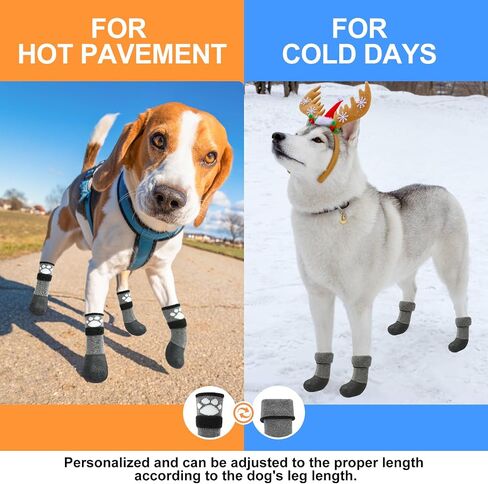 BEAUTYZOO Anti Slip Dog Boots & Paw Protectors for Hot Pavement to Prevent Licking,Waterproof Dog Shoes for Small Medium Large Senior Dogs,6 PCS Grip Socks Rain Booties for Dogs Paws Outdoor Walking in Saudi Arabia