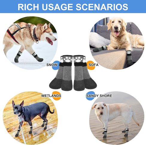 BEAUTYZOO Anti Slip Dog Boots & Paw Protectors for Hot Pavement to Prevent Licking,Waterproof Dog Shoes for Small Medium Large Senior Dogs,6 PCS Grip Socks Rain Booties for Dogs Paws Outdoor Walking in Saudi Arabia