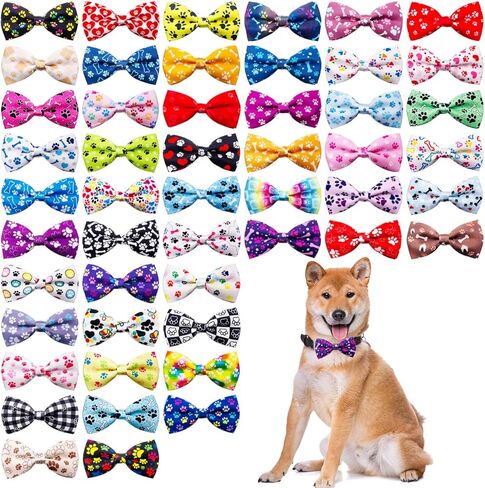 PET SHOW Paw Bone Printed Small Dogs Bowties Collar Charms Bows Attachment Medium Large Puppies Cats Accessories Bulk Slides in Saudi Arabia
