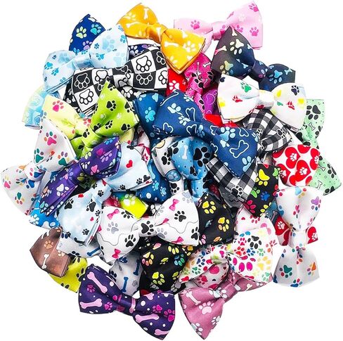 PET SHOW Paw Bone Printed Small Dogs Bowties Collar Charms Bows Attachment Medium Large Puppies Cats Accessories Bulk Slides in Saudi Arabia
