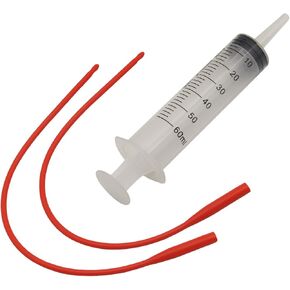 Lamb and Goat Kid Feeding Kit 2-Tube (16 FR), 1-Syringe 60ml Reusable Drench Goat Syringe for Lamb, Dog, Sheep,Piglet,Rabbit Feeding (16''L Red Tube)