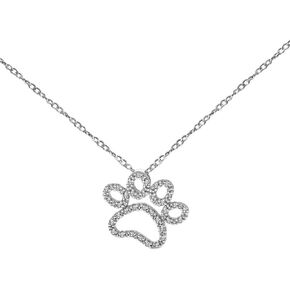 Diamond Dog Cat Paw Print Necklace for Women in 925 Sterling Silver 1/10ct (I-J, I3), 18 inch, by Keepsake