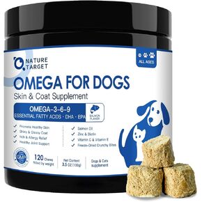 Omega 3 Fish Oil for Dogs - Salmon Oil for Dogs Skin and Coat Supplement with EPA & DHA Fatty Acids - Dog Itch & Allergy Relief, Anti Shedding, Hot Spots Treatment - Hip & Joint Support - 120 Counts
