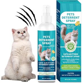 Cat Deterrent Spray, Cat Repellent Indoor & Outdoor, Training Aid Cat Repellent Spray for Furniture, Sofa, Plants, Cat Spray Deterrent for Scratching, Cat Scratch Deterrent Spray, 6.76 Oz