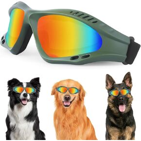 نظارات للكلاب متوسطة وكبيرة الحجم، نظارات شمسية للحماية من الأشعة فوق البنفسجية مع وسادة إسفنجية وحزام قابل للتعديل، نظارات حماية عين الكلب مقاومة للرياح والغبار ومضادة للضباب للكلاب هزلي - أسود + أحمر in Kuwait