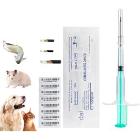 7 Pack Pet Microchip Tags Universal Standard 134.2Khz FDX-B ISO11784/ISO11785 EMID AnimalChip Independently Packaged with 512 Bit Memory Capacity for Cats/Dogs/Cows/Sheep/Fish, etc (1.25 * 7mm)