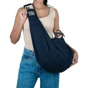 Abrasfba Pet Dog Sling Carrier - Reversible Soft Cat Carrier, Comfortable Dog Carriers for Small Dogs, Adjustable Strap, Fits 10-16 lb, Hands-Free Blue Puppy Carrier for Walking, Travel, and Outdoors