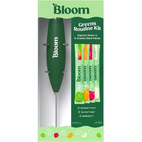 Bloom Nutrition Electric Hand Mixer & 8 Super Greens Powder Stick Packs