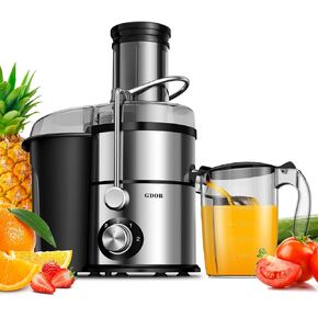 عصارة GDOR بقوة 1200 واط مع إعداد 3 سرعات، آلات عصارة كبيرة جدًا مقاس 3.4 بوصة للفواكه والخضروات الكاملة، عصارة طرد مركزي مع إبريق عصير 34 أونصة، خالية من مادة BPA، سهلة التنظيف، فضي in Kuwait