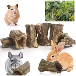 Rabbit Chew Toys, 6 Pcs Organic Papaya Wood Stick for Rodent Small Animals, Guinea Pigs, Chinchillas, Bunny, Hamsters, Rat, Gerbils Healthy Chews Teeth Grinding Treats Molar Snacks in Kuwait