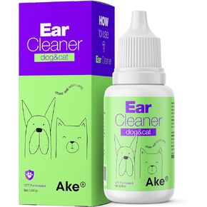Ake® Dog Ear Cleaner Solution - Cat Ear Cleaner - Dog Ear Flush - Helps with Yeast, Wax, Dirt & Itchy Ear Canal - Dog Ear Wash - Otic Ear Solution for Dogs - Controlling Dog Ear Infections & Odor