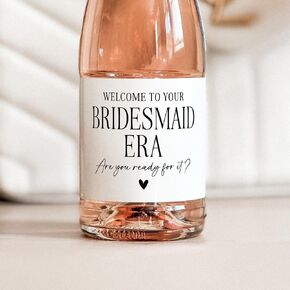 Bridesmaid Era Mini Champagne Labels, Set of 10, Bridesmaid Proposal Labels, Will you be my Maid of Honor or Bridesmaid Gift, Bridesmaid Box Idea