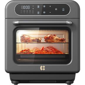 CIARRA 8-in-1 Air Fryer Steam Oven Countertop,12L Mini Toaster Oven with Steam, Rapid Steam, Air Fry, Vapor Bake, Steam Clean, Bake, Dried, Ferment, White