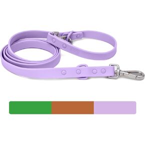 Waterproof Dog Leash | BearBone Double Ended Dog Leash | PVC Rubber Dog Leash with Dual Clip for Versatility | Lilac Dog Leash for Small Dogs (Lilac, Small)