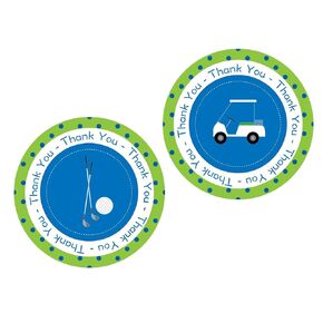 Golf Thank you Stickers 24 pcs, Boy Party Favor, Birthday Decoration, Party Supplies, Golf Cart Themed Baby Shower Label Tags