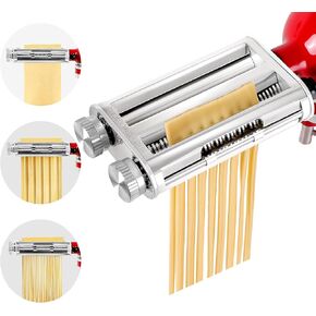 Pasta Maker Attachment for KitchenAid Stand Mixers, 3 in 1 Set Pasta Machine Attachment included Pasta Sheet Roller, Spaghetti Cutter, Fettuccine Cutter