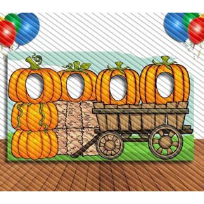 Pumpkin Patch Theme Face Cutout, 42x72" Photo Stand-in, Party Selfie Photo Prop, Jack O Lantern Decoration