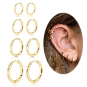 Small Hoop Earrings for Women Men Silver Huggie Hoop Earrings for Cartilage Helix Hypoallergenic Surgical Stainless Steel Earrings 6/8/10/12mm Thin Silver Hoops Set for Girls (Thinner 1.6mm)