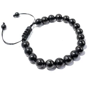 Shungite Stones Shungite Bracelet for Men Women Shungite Beads Handmade Braided Crystal Jewellry (8MM Braided)