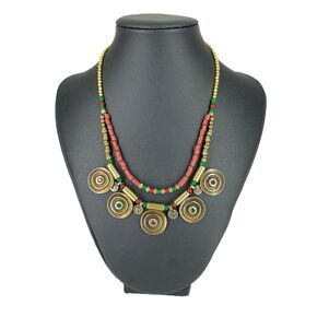 Turkish ethnic necklace, Handmade beaded necklace, Boho bib necklace, Statement jewelry for women, Multi-strand vintage style necklace, Middle Eastern gift for her, Ottoman jewelry, Anatolian necklace
