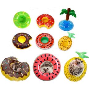 6 Pcs Small Animal Inflatable Float Toy Swimming Ring with Air Pump Bath Collar Ring for Ferret Lizard Hedgehog Hamster Squirrel Tortoise Water Beach Pool Cage Accessories Photo Shoot Toy Pet Supplies