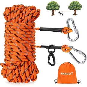 Dog Tie Out Cable for Camping 50ft, Dog Runner for Yard Hold up to 350lbs, Portable Dog Camping Essentials for Outside
