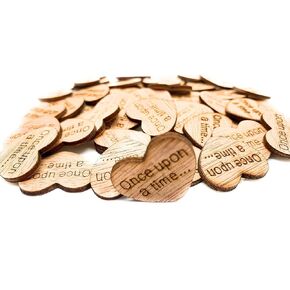 Wooden Heart Confetti ~ Once Upon A Time ~ Wood Hearts, Wood Confetti Engraved Love Hearts- Rustic Wedding Decor (100 count)