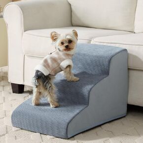 Dog Stairs for Small Dogs, 2-Steps Dog Ramp for Couch, Pet Stairs with Highly Supportive Foam and Non-Slip Bottom, Dog Steps for Cat & Doggie (High 11.8 Inch)