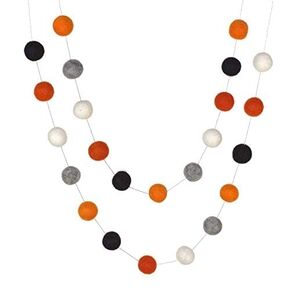 Halloween Felt Ball Garland- Orange, Gray & Black- 6 ft string with 24 adjustable balls, measuring 1" each - Handmade Wool Felt Ball Garland- Fall Mantle Banner, Autumn Shelf, Halloween Home Decor