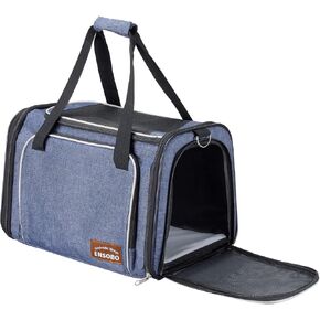 Dog Carrier, ENSOBO Cat Carrier Pet Travel Carrier Bag Airline Approved Folding Fabric Pet Carrier for Small Dogs Puppies and Medium Cats, w/Locking Safety Zippers