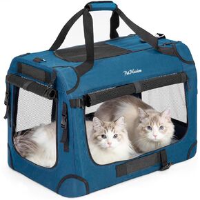 Extra Large Cat Carrier for 2 Cats, Collapsible Soft Sided Pet XL Crate for Large Mudium Big Cat 20lbs+, Car Travel Portable Bag for Long Trips Ride 24"x16.5"x16.5"
