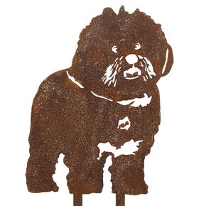 Corten Steel Bichon Frise Dog Silhouette Yard Stake (Small)