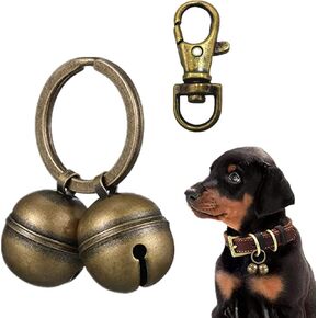 Cat Dog Collar Copper Bells Brass with Key Ring Clip Vintage Bronze Jingle Bells for Pet Tracking