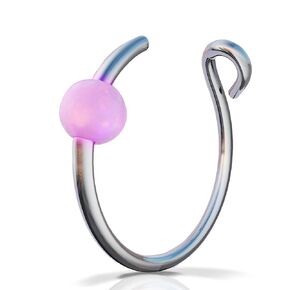 Gold Clip on Nose Ring - 14k Gold Fake Nose Ring with a 2mm Bead - Hypoallergenic 7mm Thin 24 Guage Faux Piercing Hoop - No Piercing Needed