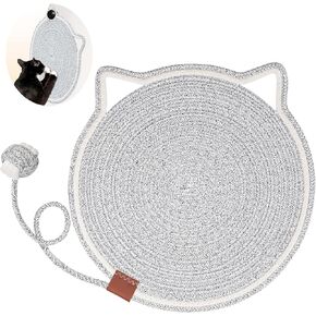 Cat Scratcher Mat, Natural Cotton Rope Cat Scratch Pad, 15.7'' Round Horizontal Floor Cat Scratching Pads for Indoor Cats, Cat Furniture Protector for Wall, Couch, Carpets, Sofas
