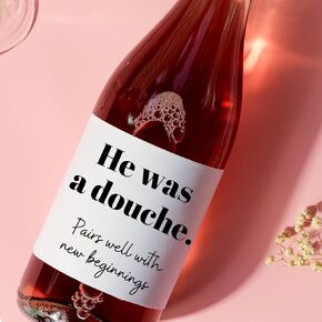 He was a douche wine label. Funny wine label. Divorce gift. Break up wine. Girls night. Custom wine label. pairs well with new beginnings.