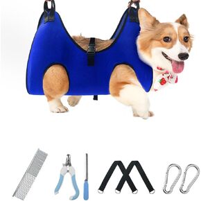 Pet Dog Grooming Hammock for Nail Trimming,Dog Restraint Hanging Harness for Nail Clipping,Dog Grooming Sling for Large Dogs with Nail Clippers/Nail File/Pet Comb,Claw Care(XXL for 90lb)