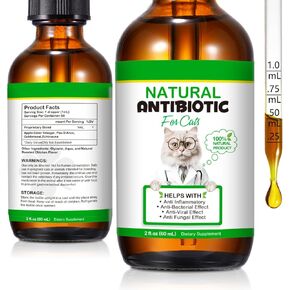 Antibiotics for Cats, 2 Oz Natural Cat Antibiotics Supports for UTI Cat Immune Support, Cat Multivitamin, Cat Itch Relief, Cat Allergy Support, Chicken Flavor