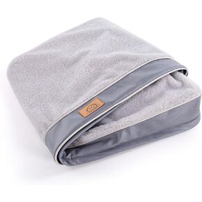 Dog Bed Covers Soft Plush Replacement Washable, Large Waterproof Dog Bed Cover with Zipper, Pet Bed Cover 35x22x3 Inches, Gray, Cover Only