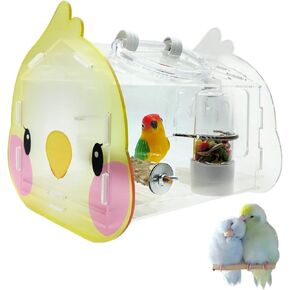 Hamiledyi Small Bird Travel Carrier Cage Transparent Parakeet Carrier Backpack with Standing Perch Portable Outdoor Cage for Lovebird Parrot Swallow Goldfinches