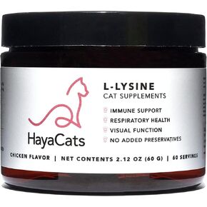 Lysine Cat Supplements Immunity Booster Powder for Respiratory Support, Eye Health, Runny Nose, Cat Herpes, and Allergy Support