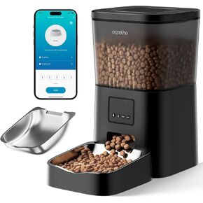 Automatic Cat Feeders with Camera: HD Video Pet Feeder with Voice Recorder& Motion Detection- 2.4G WiFi Smart App Control Auto Feeder- Timed Cat Food Dispenser with 2-Way Audio for Cat and Dog