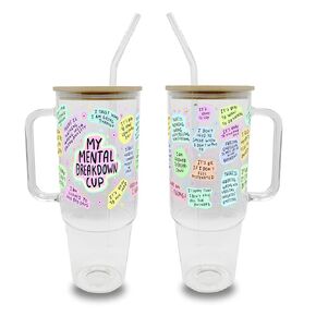 Sip Sip Hooray Mental Health 40oz Glass Tumbler, My mental breakdown cup, Gift for her, Daily Affirmations Tumbler, Motivational Gifts, uplifting gifts ideas
