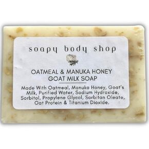 Oatmeal & Honey Goat Milk Soap, Manuka Honey Soap, Moisturizing Bar, Gentle Exfoliation, Itchy Skin, Dry Skin Soap Bar, Soothing Soap, Dry Skin Remedy, Soothing Bath, Oatmeal Soap (1 Pack)
