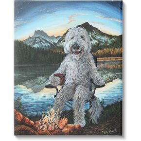 Stupell Industries Dog by Campfire Landscape Canvas Wall Art Design by Holly Simental