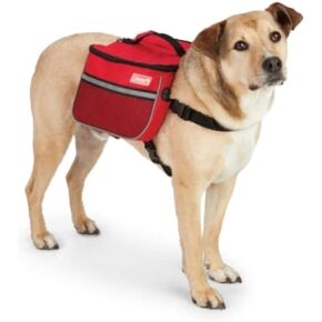 Coleman Dog Backpack Saddle with Leash Ring and Lift Strap - Hound Pack, Travel Gear, Hiking Pouch, and Camping Accessory for Dogs - Red, Medium